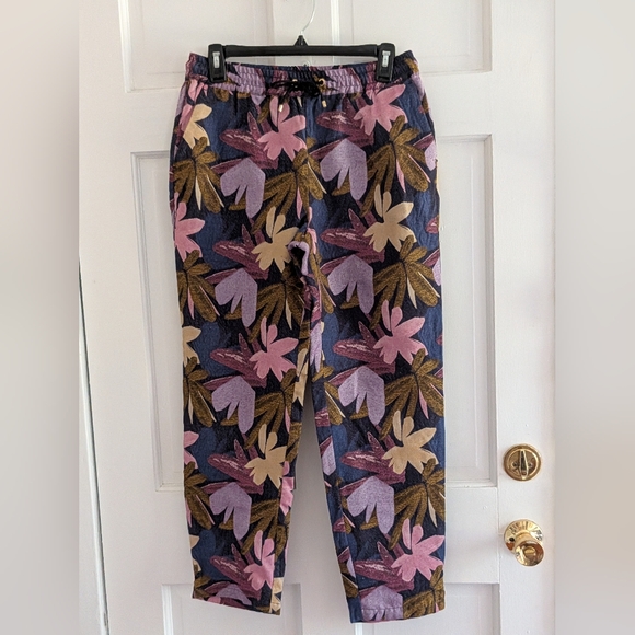Scotch & Soda Wild Flower Print Jogger Pants Mauve Navy Size 1 - Picture 3 of 6